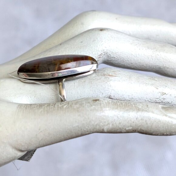 NWT Russian Russia Sterling Silver 925 Brown Grey Jasper Earrings And Ring Set - Picture 11 of 16